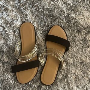 Elegant Black and Gold Women's Sandals